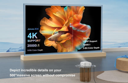 Jimveo Native 1080P Outdoor Projector with AI Auto Focus & WiFi 6