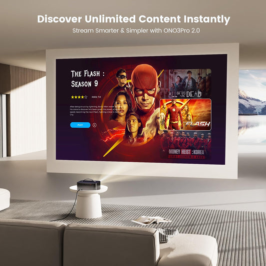 ONOAYO 4K Smart Outdoor Projector with Dolby Audio & Built-In Apps