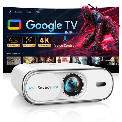 Sovboi 4K Projector with Google TV AI Voice Control & Auto Focus