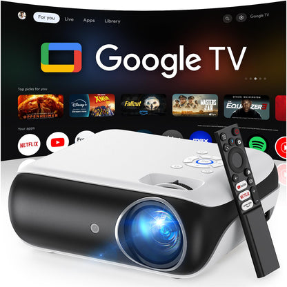 HAPPRUN Native 1080P Projector Bluetooth Home Theater Projector with Google TV