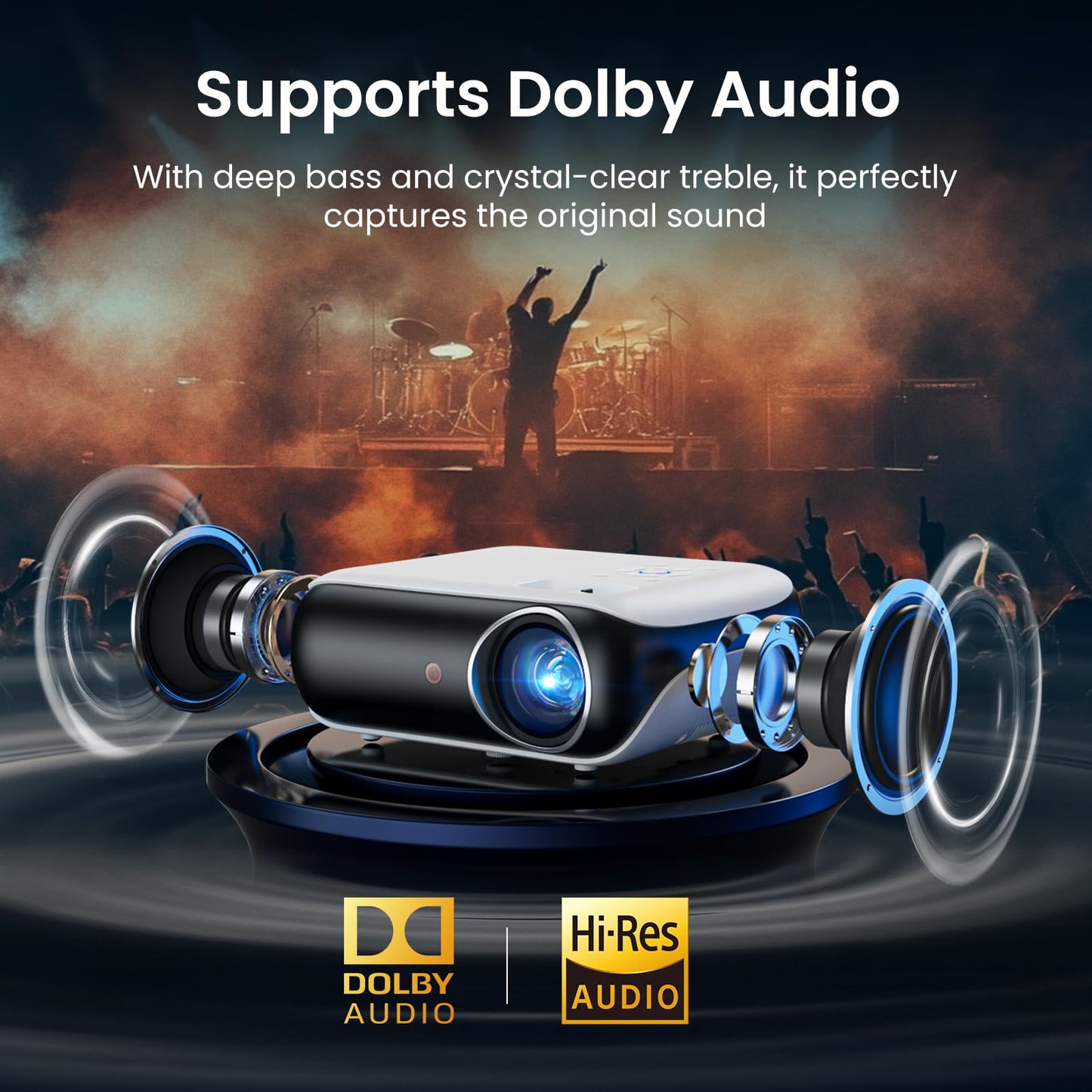 HAPPRUN Native 1080P Projector Bluetooth Home Theater Projector with Google TV