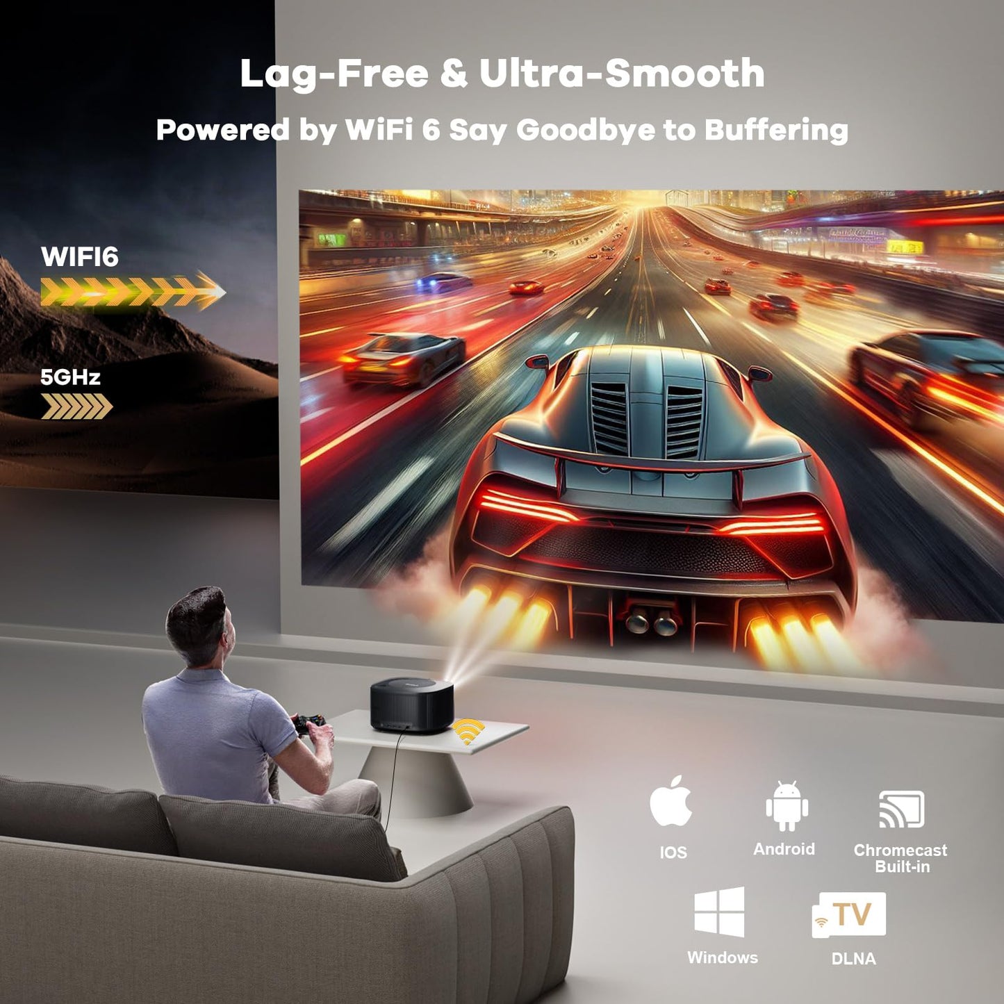 ONOAYO ONO5Pro 4K Smart Outdoor Projector with 60W Dolby Audio