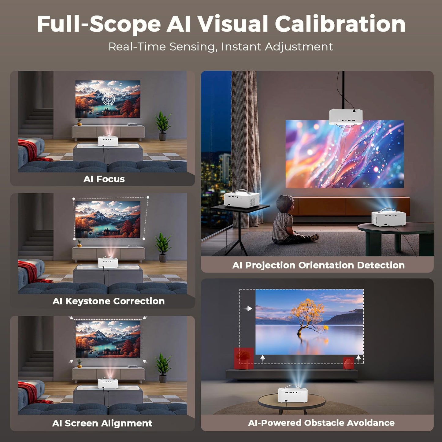 Lisowod AI Movin 2.0 4K Outdoor Projector with Official Streaming Apps