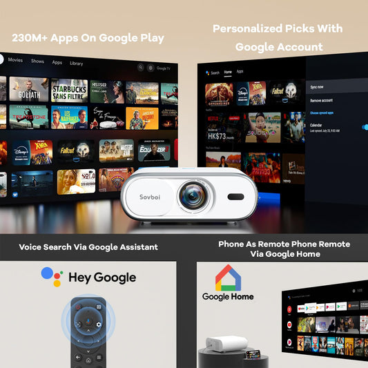 Sovboi 4K Projector with Google TV AI Voice Control & Auto Focus