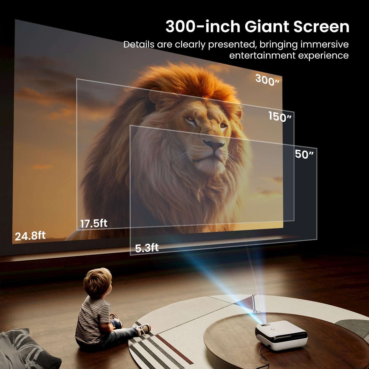 HAPPRUN Native 1080P Projector Bluetooth Home Theater Projector with Google TV