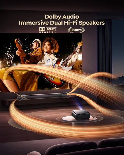 Smart Outdoor Projector with Built-In Apps WiFi Bluetooth & Auto Focus