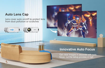 Jimveo Native 1080P Outdoor Projector with AI Auto Focus & WiFi 6