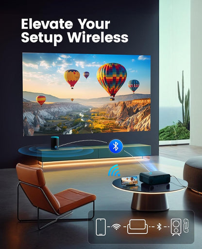 Smart Outdoor Projector with Built-In Apps WiFi Bluetooth & Auto Focus
