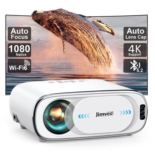 Jimveo Native 1080P Outdoor Projector with AI Auto Focus & WiFi 6