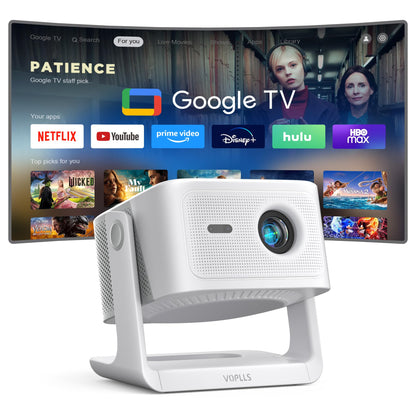 VOPLLS 4K Smart Projector Google TV Outdoor Projector with Dolby Audio