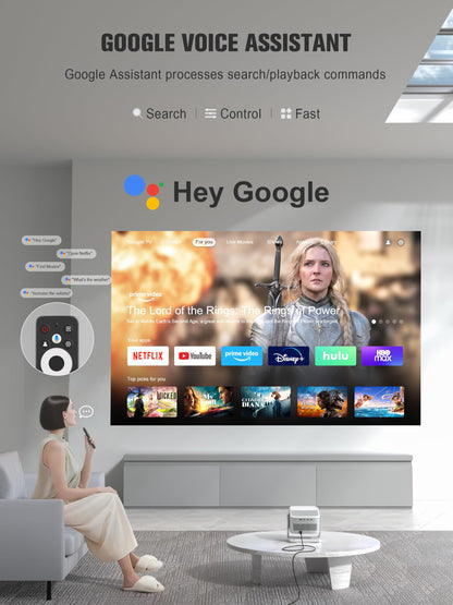VOPLLS 4K Smart Projector Google TV Outdoor Projector with Dolby Audio