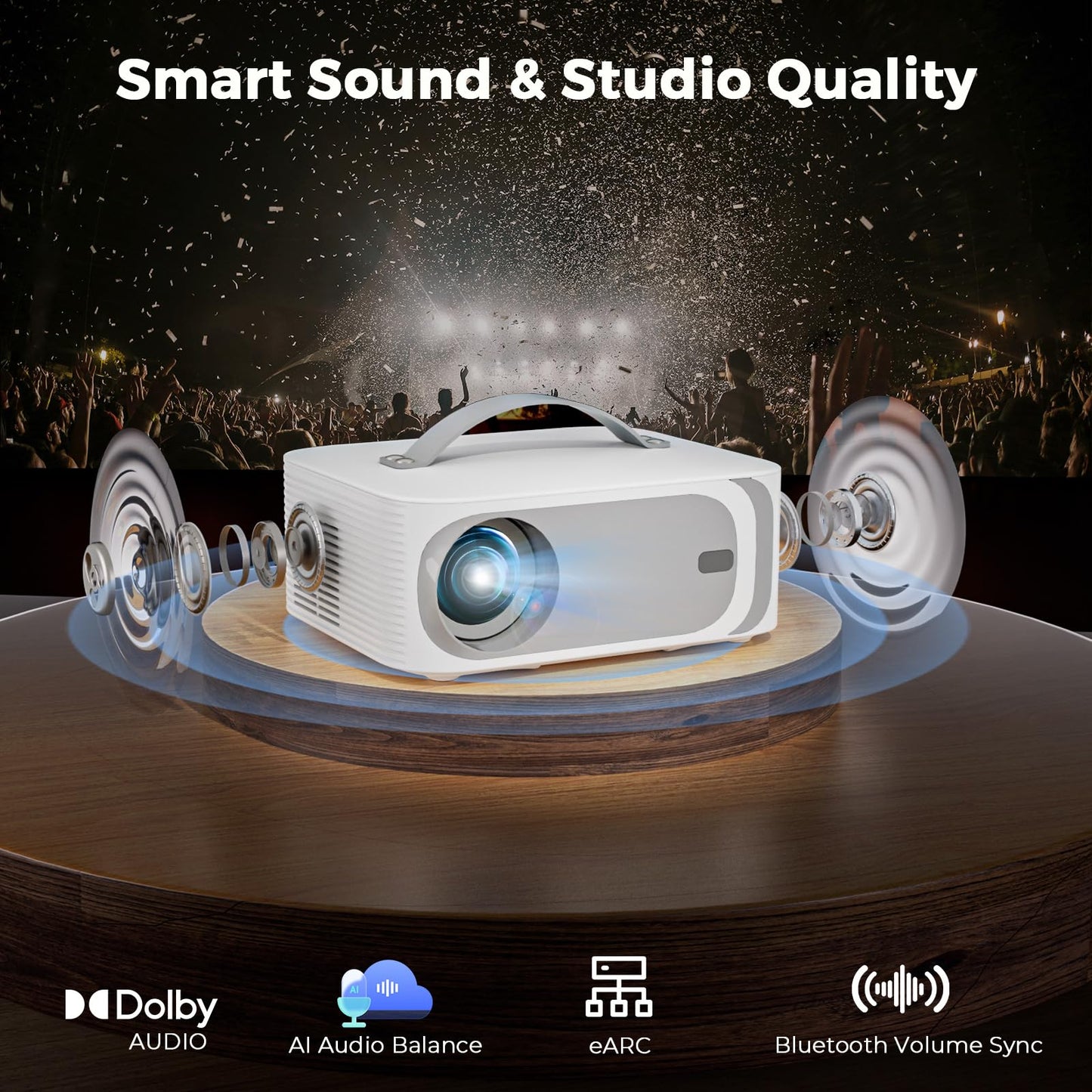 Lisowod 4K Smart Outdoor Projector with AI Auto Focus & Dolby Audio