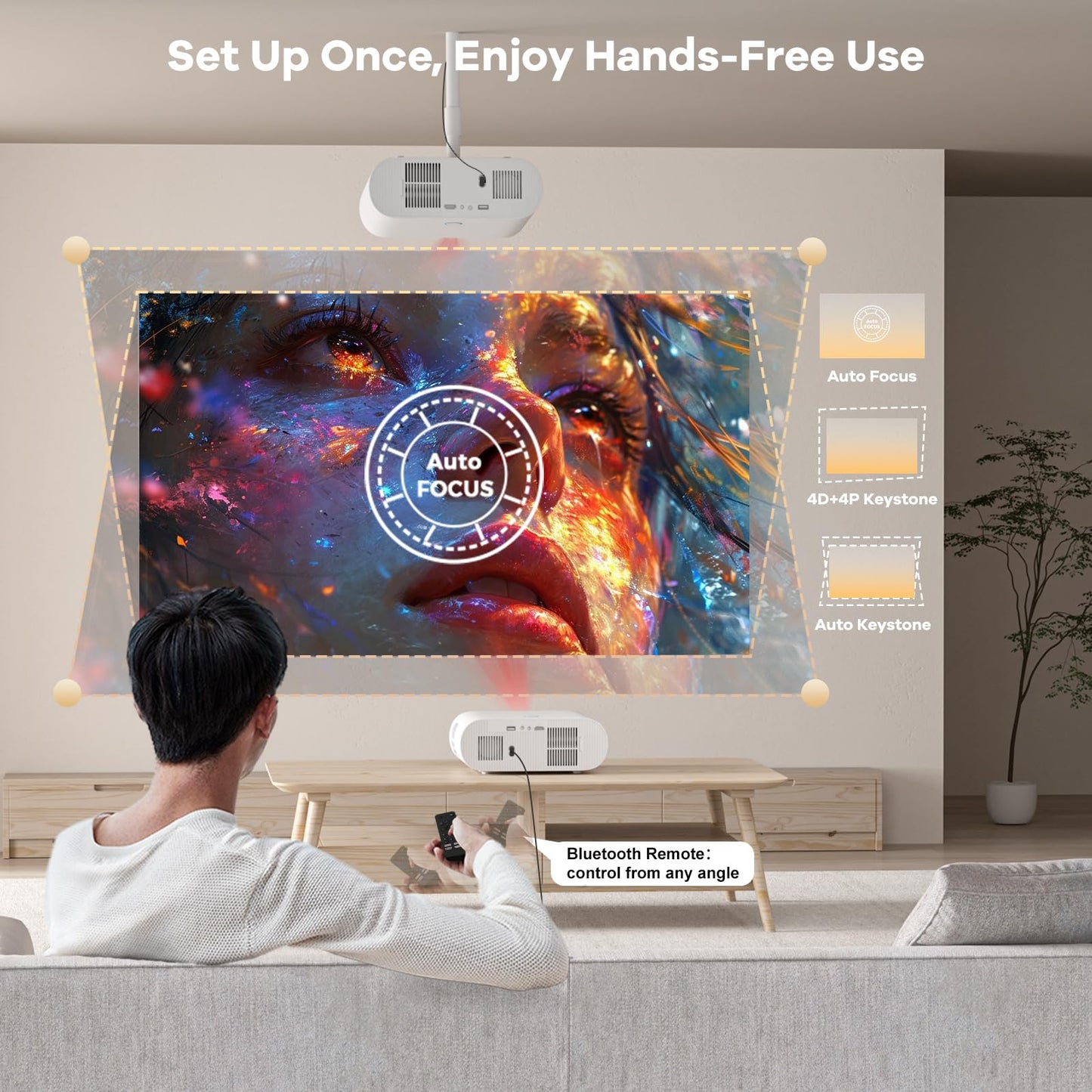 Sovboi 4K Projector with Google TV AI Voice Control & Auto Focus