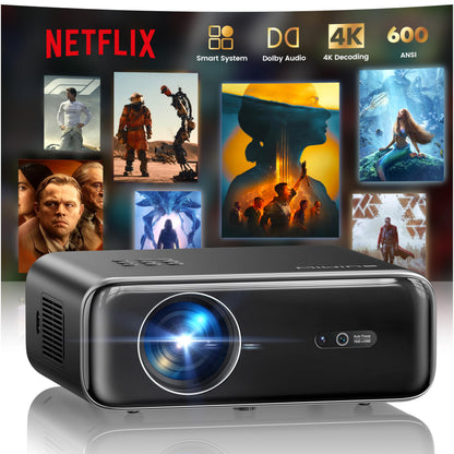 Smart Outdoor Projector with Built-In Apps WiFi Bluetooth & Auto Focus